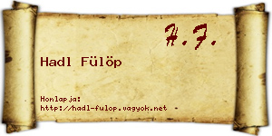 Hadl Fülöp névjegykártya